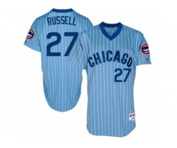 Men's Majestic Chicago Cubs #27 Addison Russell Replica Blue Cooperstown Throwback MLB Jersey