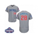 Men's Majestic Chicago Cubs #28 Kyle Hendricks Grey Road 2016 World Series Champions Flexbase Authentic Collection MLB Jersey