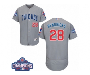 Men's Majestic Chicago Cubs #28 Kyle Hendricks Grey Road 2016 World Series Champions Flexbase Authentic Collection MLB Jersey