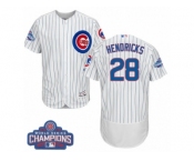 Men's Majestic Chicago Cubs #28 Kyle Hendricks White Home 2016 World Series Champions Flexbase Authentic Collection MLB Jersey