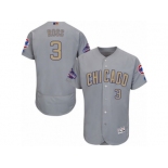 Men's Majestic Chicago Cubs #3 David Ross Gray 2017 Gold Champion Flexbase Authentic Collection MLB Jersey