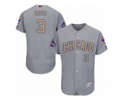 Men's Majestic Chicago Cubs #3 David Ross Gray 2017 Gold Champion Flexbase Authentic Collection MLB Jersey