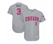 Men's Majestic Chicago Cubs #3 David Ross Grey Mother's Day Flexbase Authentic Collection MLB Jersey