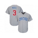 Men's Majestic Chicago Cubs #3 David Ross Replica Grey Road Cool Base MLB Jersey