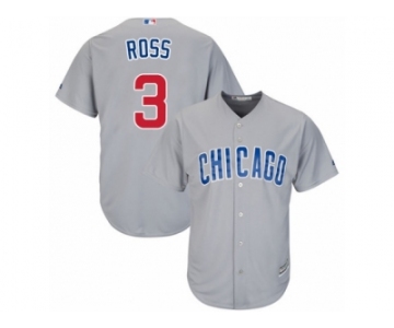 Men's Majestic Chicago Cubs #3 David Ross Replica Grey Road Cool Base MLB Jersey