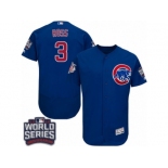 Men's Majestic Chicago Cubs #3 David Ross Royal Blue Alternate 2016 World Series Bound Flexbase Authentic Collection MLB Jersey