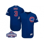 Men's Majestic Chicago Cubs #3 David Ross Royal Blue Alternate 2016 World Series Champions Flexbase Authentic Collection MLB Jersey