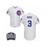 Men's Majestic Chicago Cubs #3 David Ross White Home 2016 World Series Bound Flexbase Authentic Collection MLB Jersey