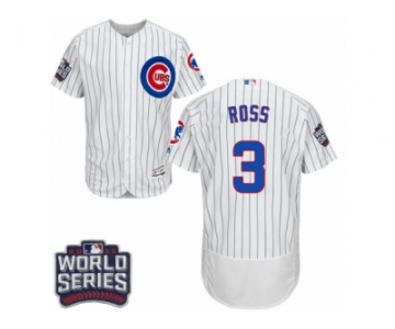 Men's Majestic Chicago Cubs #3 David Ross White Home 2016 World Series Bound Flexbase Authentic Collection MLB Jersey