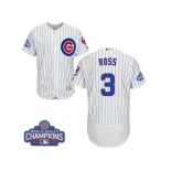 Men's Majestic Chicago Cubs #3 David Ross White Home 2016 World Series Champions Flexbase Authentic Collection MLB Jersey