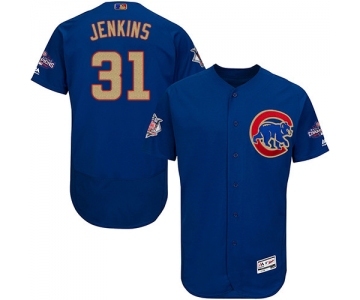 Men's Majestic Chicago Cubs #31 Fergie Jenkins Authentic Royal Blue 2017 Gold Champion Flex Base MLB Jersey