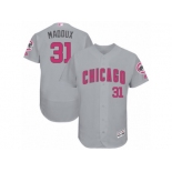 Men's Majestic Chicago Cubs #31 Greg Maddux Grey Mother's Day Flexbase Authentic Collection MLB Jersey