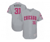 Men's Majestic Chicago Cubs #31 Greg Maddux Grey Mother's Day Flexbase Authentic Collection MLB Jersey