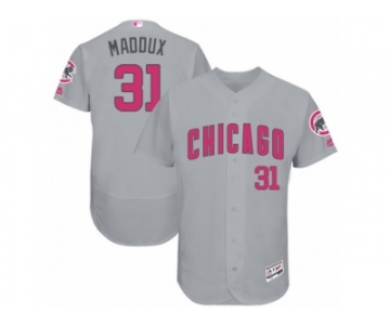 Men's Majestic Chicago Cubs #31 Greg Maddux Grey Mother's Day Flexbase Authentic Collection MLB Jersey