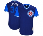 Men's Majestic Chicago Cubs #34 Jon Lester  Authentic Navy Blue 2017 Players Weekend MLB Jersey