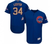 Men's Majestic Chicago Cubs #34 Jon Lester Authentic Royal Blue 2017 Gold Champion Flex Base MLB Jersey