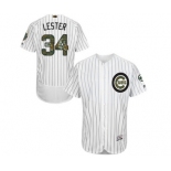 Men's Majestic Chicago Cubs #34 Jon Lester Authentic White 2016 Memorial Day Fashion Flex Base MLB Jersey