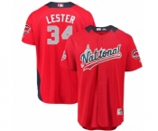 Men's Majestic Chicago Cubs #34 Jon Lester Game Red National League 2018 MLB All-Star MLB Jersey