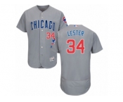 Men's Majestic Chicago Cubs #34 Jon Lester Grey Flexbase Authentic Collection MLB Jersey