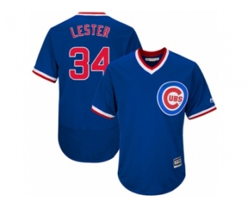 Men's Majestic Chicago Cubs #34 Jon Lester Replica Royal Blue Cooperstown Cool Base MLB Jersey