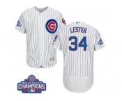 Men's Majestic Chicago Cubs #34 Jon Lester White 2016 World Series Champions Flexbase Authentic Collection MLB Jersey