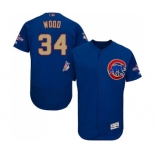 Men's Majestic Chicago Cubs #34 Kerry Wood Authentic Royal Blue 2017 Gold Champion Flex Base MLB Jersey