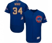 Men's Majestic Chicago Cubs #34 Kerry Wood Authentic Royal Blue 2017 Gold Champion Flex Base MLB Jersey