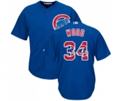 Men's Majestic Chicago Cubs #34 Kerry Wood Authentic Royal Blue Team Logo Fashion Cool Base MLB Jersey