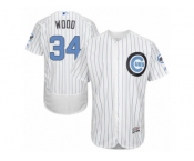 Men's Majestic Chicago Cubs #34 Kerry Wood Authentic White 2016 Father's Day Fashion Flex Base MLB Jersey