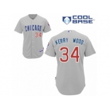 Men's Majestic Chicago Cubs #34 Kerry Wood Replica Grey Road Cool Base MLB Jersey