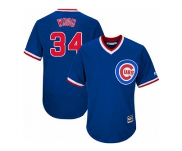 Men's Majestic Chicago Cubs #34 Kerry Wood Replica Royal Blue Cooperstown Cool Base MLB Jersey