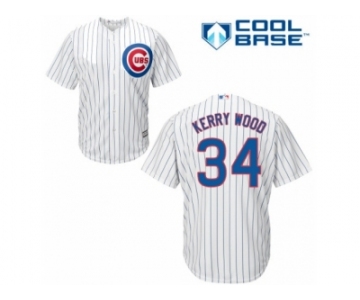 Men's Majestic Chicago Cubs #34 Kerry Wood Replica White Home Cool Base MLB Jersey