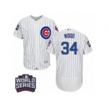 Men's Majestic Chicago Cubs #34 Kerry Wood White 2016 World Series Bound Flexbase Authentic Collection MLB Jersey