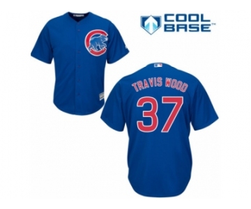 Men's Majestic Chicago Cubs #37 Travis Wood Authentic Royal Blue Alternate Cool Base MLB Jersey