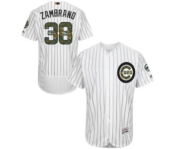 Men's Majestic Chicago Cubs #38 Carlos Zambrano Authentic White 2016 Memorial Day Fashion Flex Base MLB Jersey