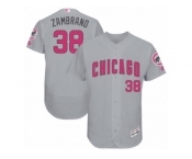 Men's Majestic Chicago Cubs #38 Carlos Zambrano Grey Mother's Day Flexbase Authentic Collection MLB Jersey