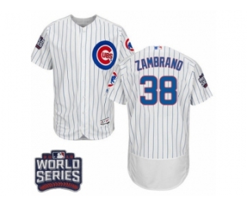 Men's Majestic Chicago Cubs #38 Carlos Zambrano White 2016 World Series Bound Flexbase Authentic Collection MLB Jersey