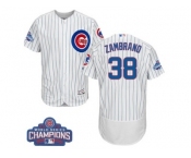 Men's Majestic Chicago Cubs #38 Carlos Zambrano White 2016 World Series Champions Flexbase Authentic Collection MLB Jersey