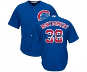 Men's Majestic Chicago Cubs #38 Mike Montgomery Authentic Royal Blue Team Logo Fashion Cool Base MLB Jersey