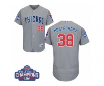 Men's Majestic Chicago Cubs #38 Mike Montgomery Grey Road 2016 World Series Champions Flexbase Authentic Collection MLB Jersey