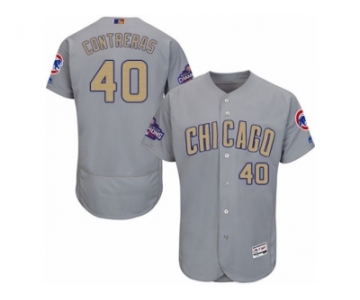 Men's Majestic Chicago Cubs #40 Willson Contreras Gray 2017 Gold Champion Flexbase Authentic Collection MLB Jersey