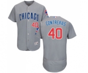 Men's Majestic Chicago Cubs #40 Willson Contreras Grey Road Flexbase Authentic Collection MLB Jersey