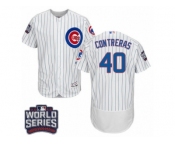 Men's Majestic Chicago Cubs #40 Willson Contreras White Home 2016 World Series Bound Flexbase Authentic Collection MLB Jersey