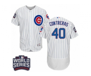 Men's Majestic Chicago Cubs #40 Willson Contreras White Home 2016 World Series Bound Flexbase Authentic Collection MLB Jersey