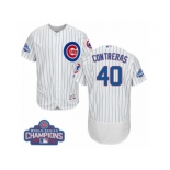 Men's Majestic Chicago Cubs #40 Willson Contreras White Home 2016 World Series Champions Flexbase Authentic Collection MLB Jersey