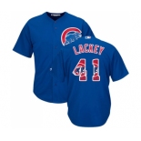 Men's Majestic Chicago Cubs #41 John Lackey Authentic Royal Blue Team Logo Fashion Cool Base MLB Jersey