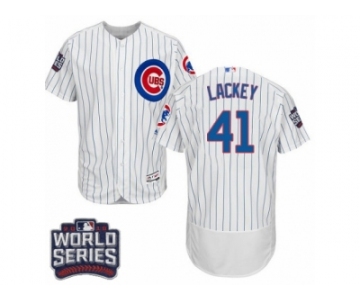 Men's Majestic Chicago Cubs #41 John Lackey White 2016 World Series Bound Flexbase Authentic Collection MLB Jersey