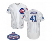 Men's Majestic Chicago Cubs #41 John Lackey White 2016 World Series Champions Flexbase Authentic Collection MLB Jersey