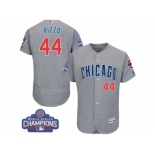 Men's Majestic Chicago Cubs #44 Anthony Rizzo Grey 2016 World Series Champions Flexbase Authentic Collection MLB Jersey