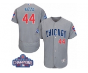 Men's Majestic Chicago Cubs #44 Anthony Rizzo Grey 2016 World Series Champions Flexbase Authentic Collection MLB Jersey